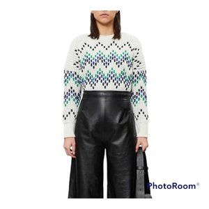 New MAJE Womens Wool Blend Made in Italy Chunky Knit Chevron Sweater size 3 / US